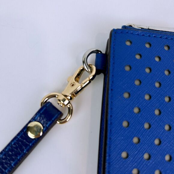 Michael Kors Wristlet Clutch Organizer Pouch w/ Card Slots Cobalt Blue Leather - Picture 13 of 16